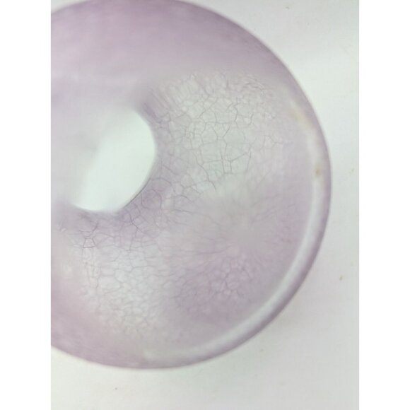 Vintage Libbey Frosted Crackle Glass Vase Purppish Pink Tone Marked L 7.08" - Picture 3 of 11
